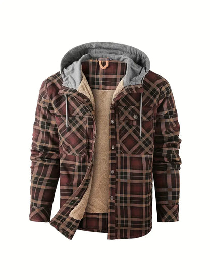 Hooded checked jacket for men