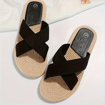 Women's Lightweight Cross Band Summer Sandals - Non-Slip, Comfy Vacation Beach Slides