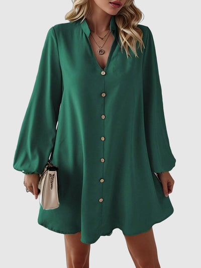 Long sleeve button-down mini dress for women