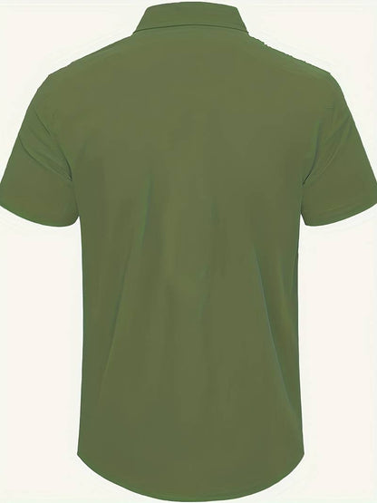 Men’s Short-Sleeve Button-Up Shirt - Classic Collar - Lightweight Relaxed Fit