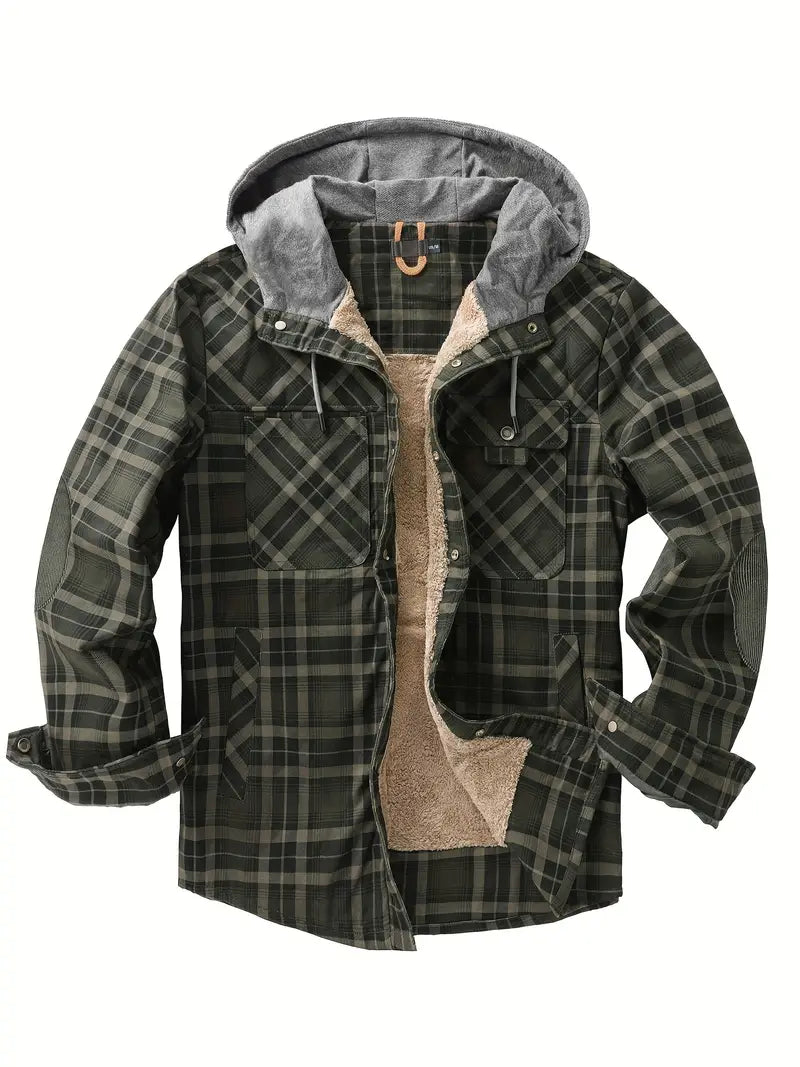 Hooded checked jacket for men