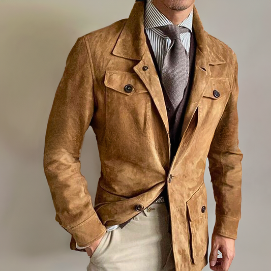 Men’s Tailored Jacket – Notched Lapel – Button Closure – Flap Pockets