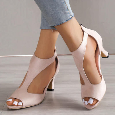 Women's Chic Cutout Peep Toe Heeled Sandals