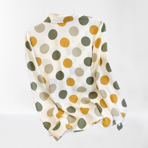 Polka dot button-up shirt for women