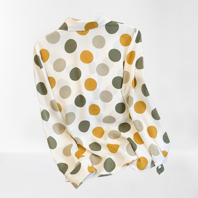 Polka dot button-up shirt for women