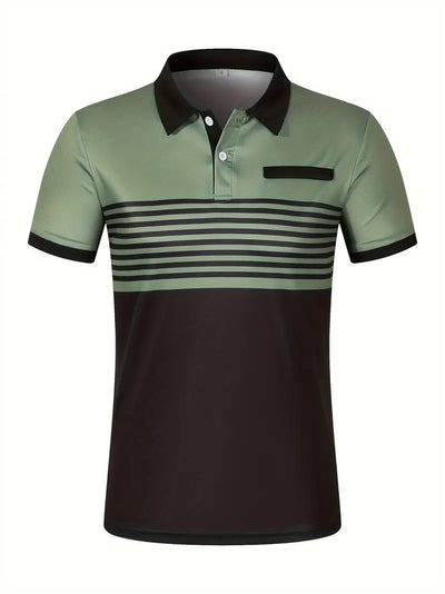 Men’s Polo Shirt - Slim Fit - Striped Design - Short Sleeve Casual Wear
