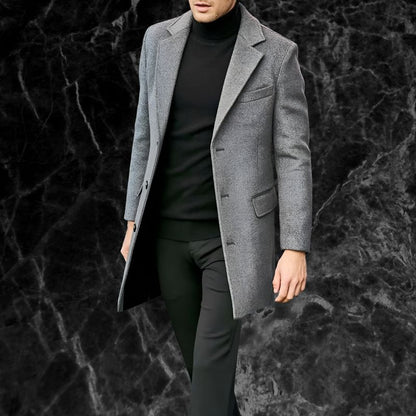 Casual men's turn-down collar overcoat