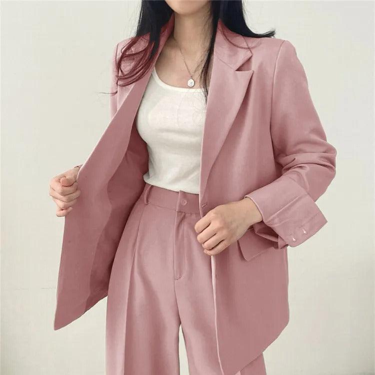 Women's Suit - Oversized Blazer & High-Waisted Trousers - Tailored Fit - Smart Casual