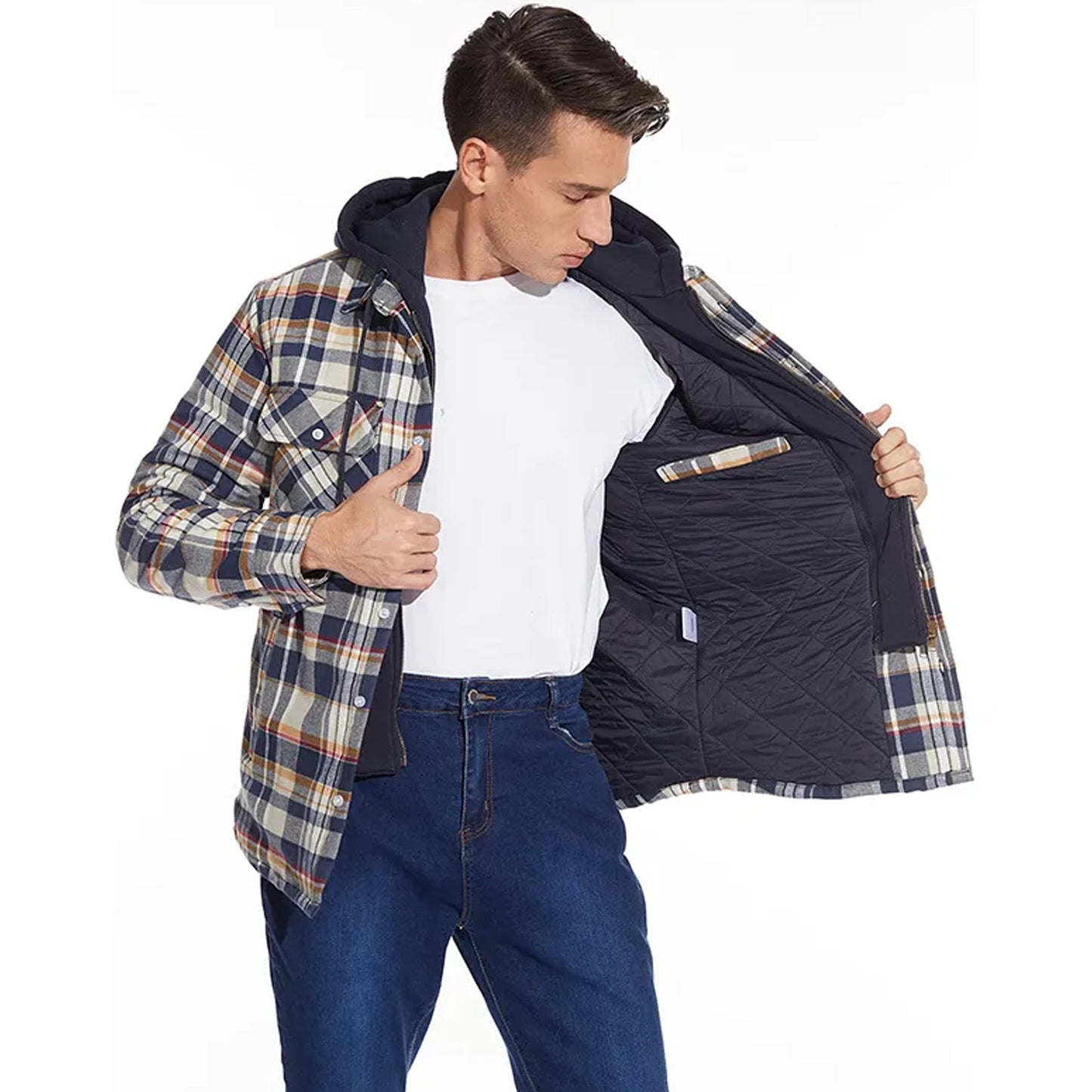 Men's checked long sleeve jacket