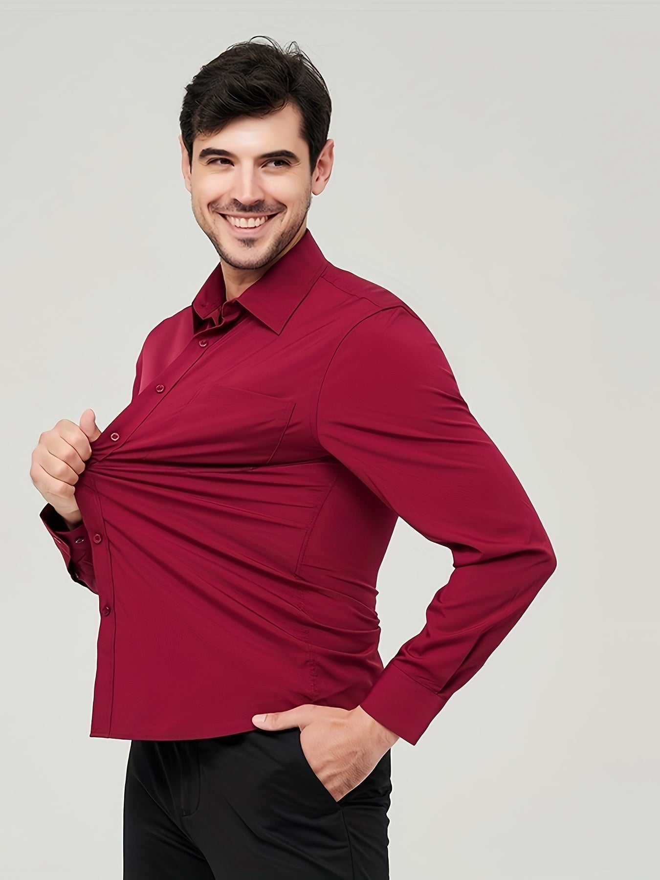 Men’s Dress Shirt - Breathable Cotton - Modern Fit - Long Sleeve Button-Up