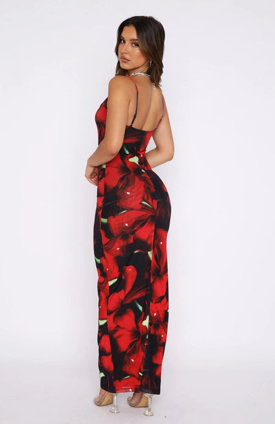 Women’s Maxi Dress – Slim Fit – Floral Print – Spaghetti Straps – Breathable Fabric