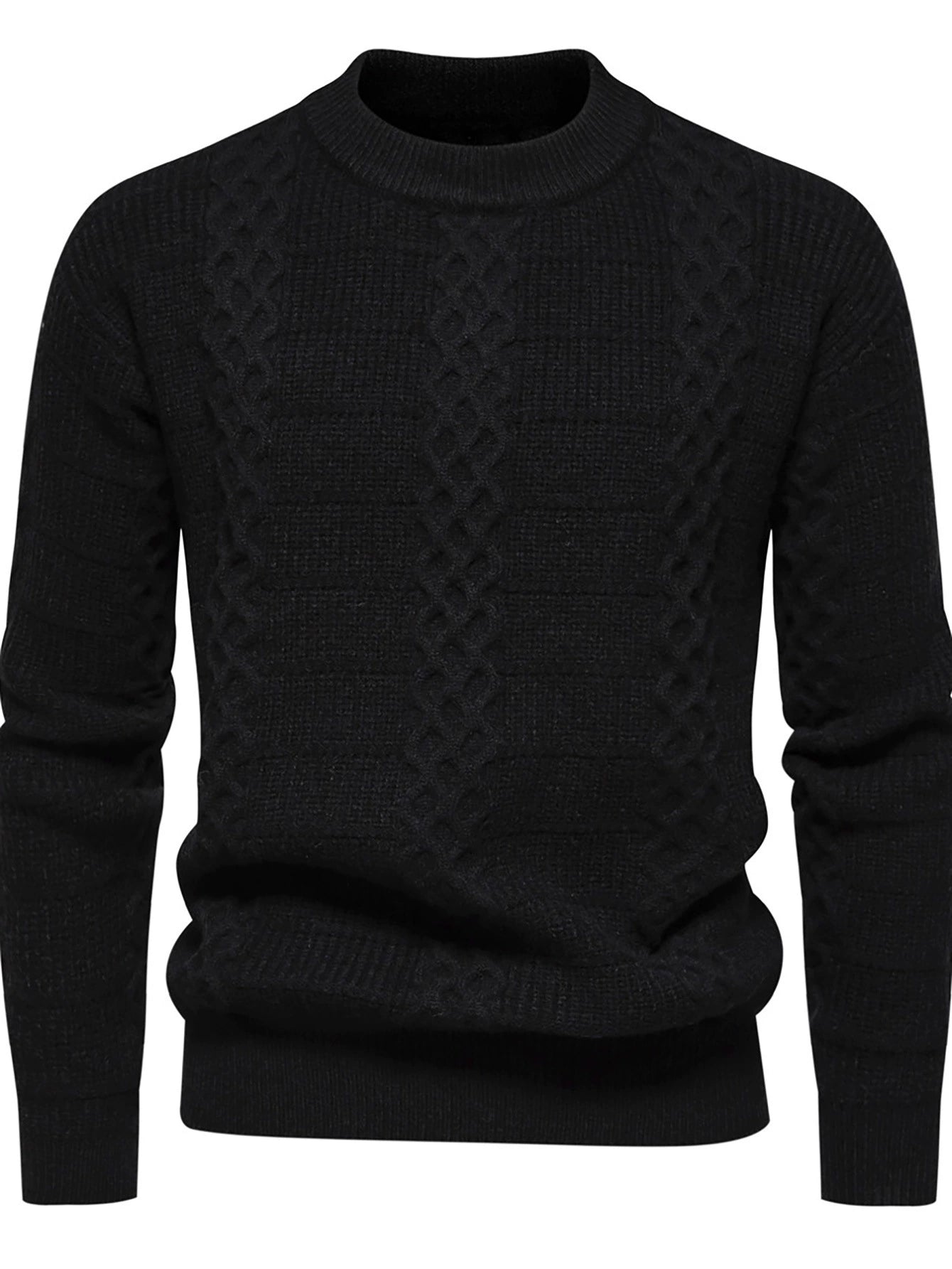Men’s Cable-Knit Sweater - Warm Wool Blend - Regular Fit - Crew Neck Casual Wear