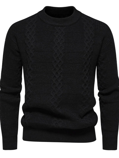 Men’s Cable-Knit Sweater - Warm Wool Blend - Regular Fit - Crew Neck Casual Wear
