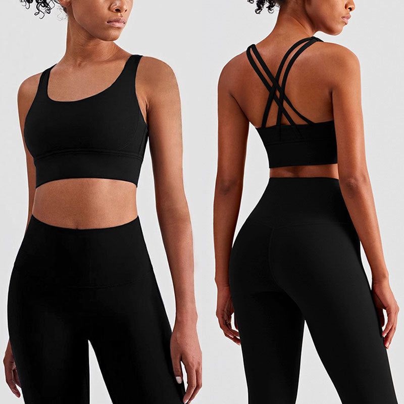 Women's Activewear Set - High-Waisted Leggings & Racerback Sports Bra - Gym & Yoga Fit