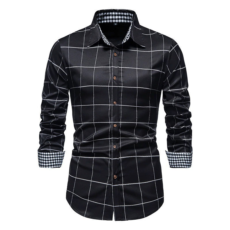 Men's Plaid Dress Shirt - Slim Fit Long Sleeve Button-Up Casual Shirt