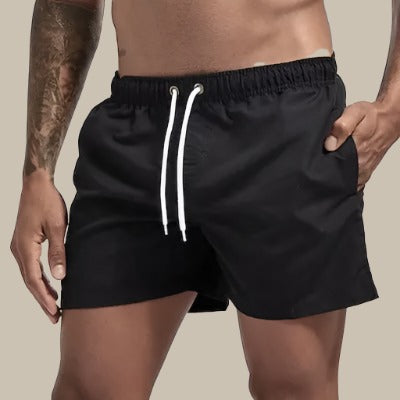 Men’s Swim Shorts – Relaxed Fit – Quick-Dry Fabric – Mid-Thigh – Drawstring Waist