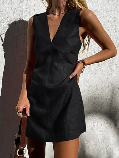 Sleeveless V-Neck Mini Dress for Women