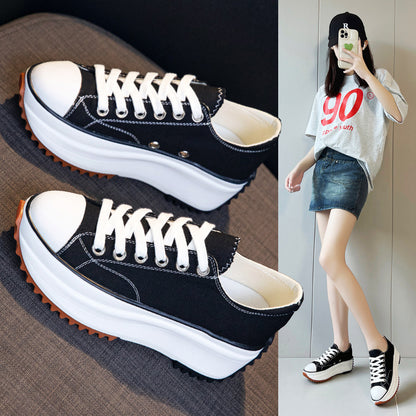 Women's canvas shoes with a thick sole