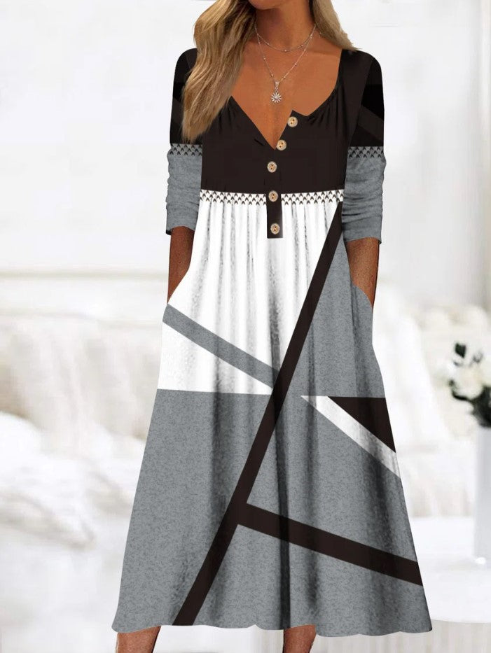 Women's Button-Up Midi Dress – Casual & Chic