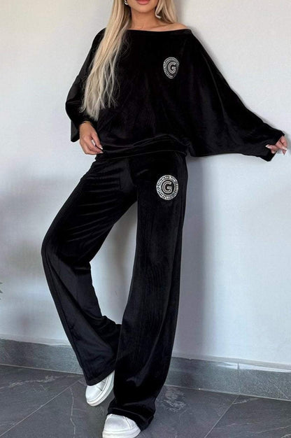 Women's Loungewear Set - Velvety Soft - Oversized Top & Wide-Leg Trousers - Relaxed Fit