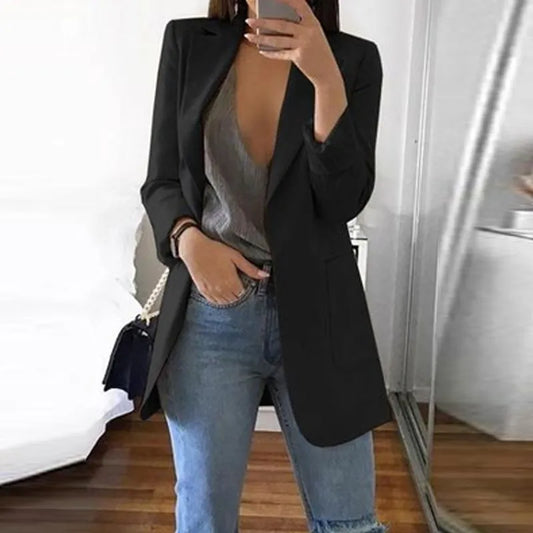 Women’s Blazer – Tailored Fit – Notched Lapel – Single-Breasted – Hip Length Wool Blend