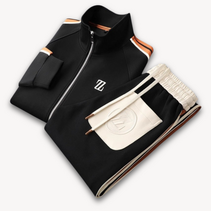 Men’s Tracksuit Set – Slim Fit – Side Stripe – Zip Jacket & Drawstring Joggers