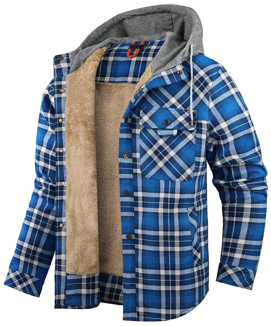 Men's chunky plaid button hoodie