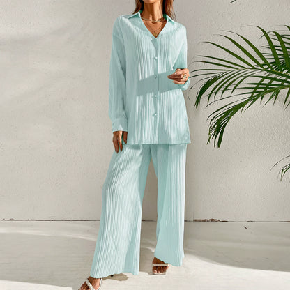 Women’s Pleated Two-Piece Set – Effortless Chic Lounge & Streetwear