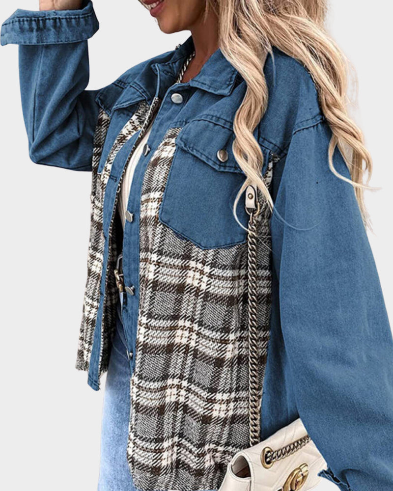 Women's casual plaid jacket