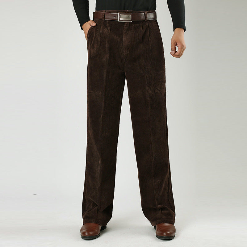 Men's corduroy pants with classic fit and belt loops