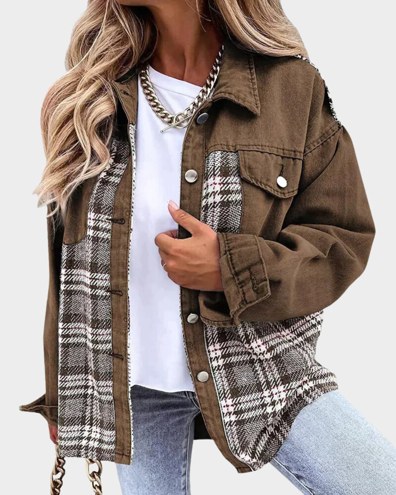 Women's casual plaid jacket