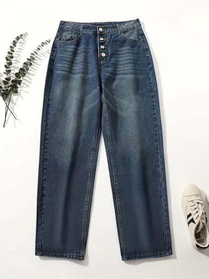 Women's high-waisted casual loose denim jeans