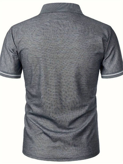 Men’s Polo Shirt – Slim Fit – Short Sleeve – Quarter Zip – Stylish Contrast Detail
