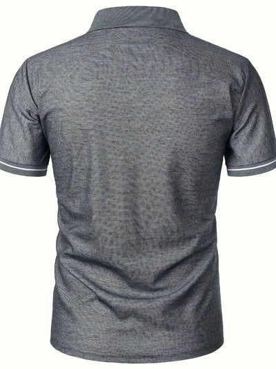 Men’s Polo Shirt – Slim Fit – Short Sleeve – Quarter Zip – Stylish Contrast Detail