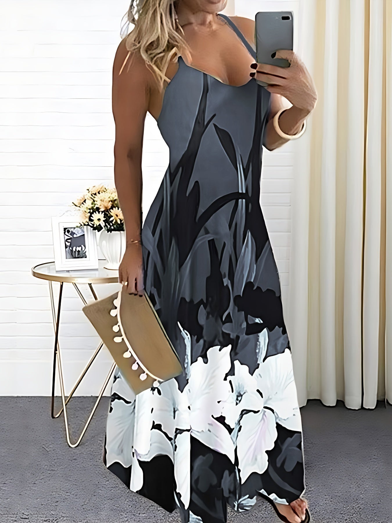 Floral Print Spaghetti Strap Dress for Women - All Season Wear