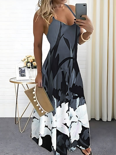 Floral Print Spaghetti Strap Dress for Women - All Season Wear