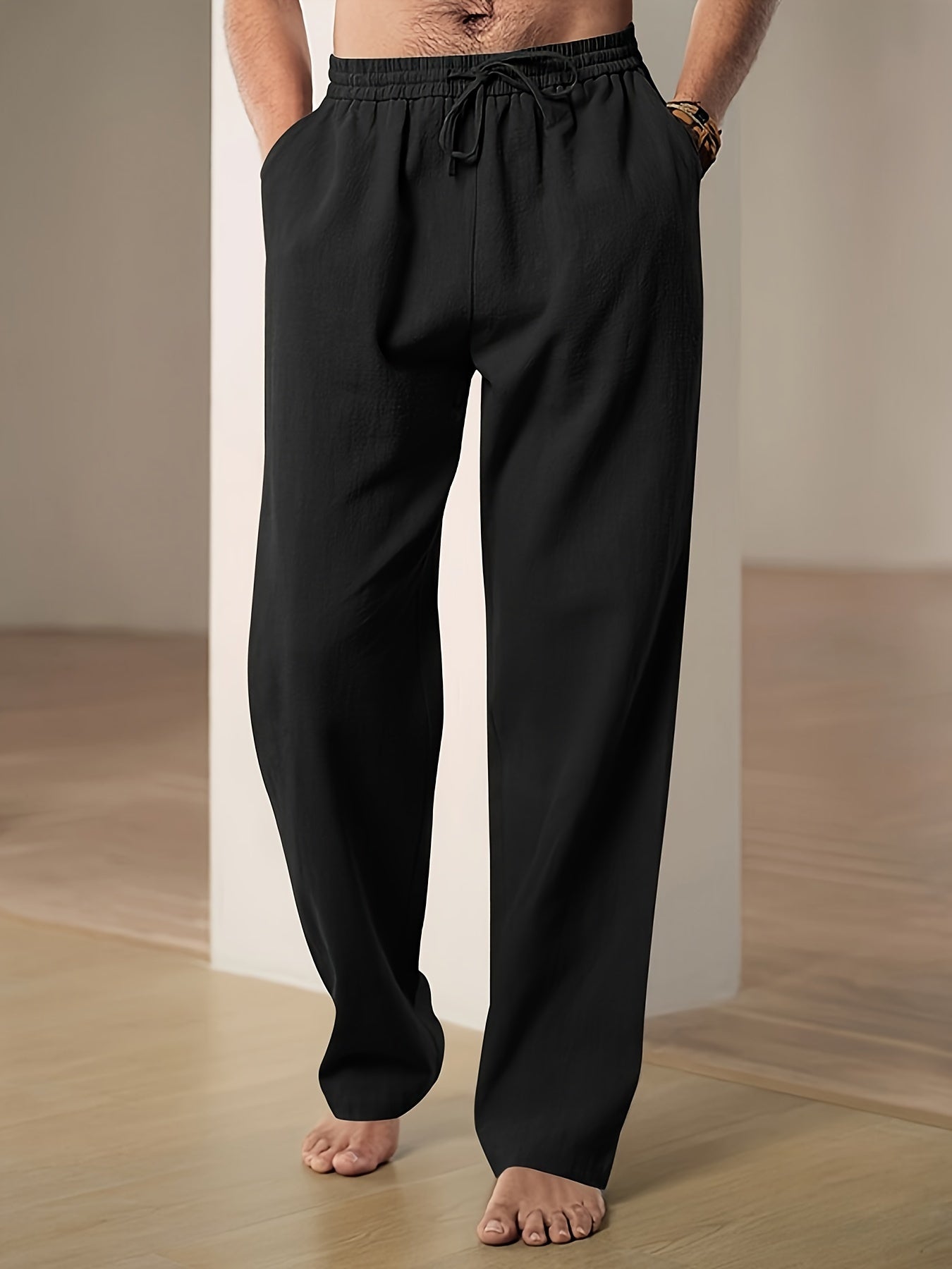 Relaxed fit drawstring pants for men