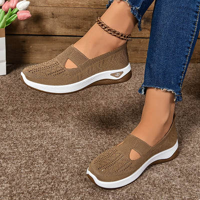 Women’s Slip-On Sneakers – Breathable Knit – Cushioned Sole – Low-Cut Casual Fit