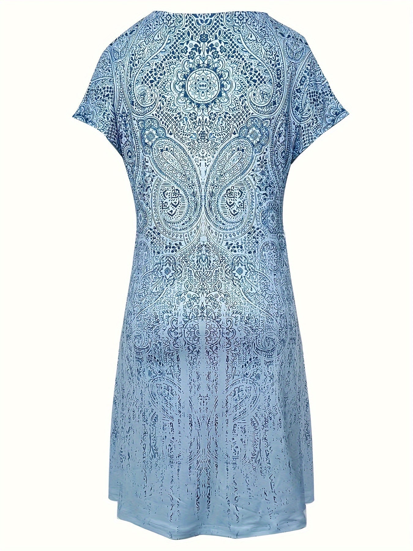 Women’s Mini Dress – Relaxed Fit – Breathable Blend – Short Sleeve – Round Neckline
