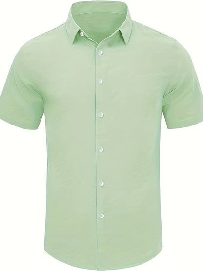 Men’s Short-Sleeve Button-Up Shirt - Classic Collar - Lightweight Relaxed Fit