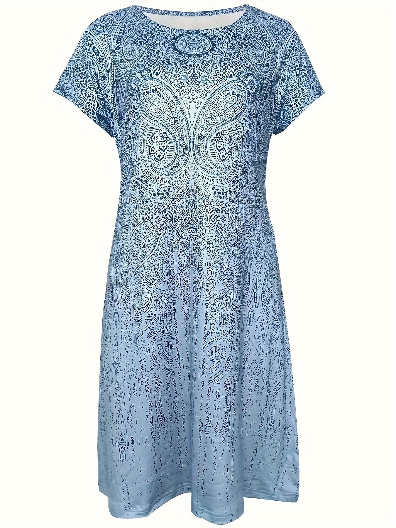 Women’s Mini Dress – Relaxed Fit – Breathable Blend – Short Sleeve – Round Neckline