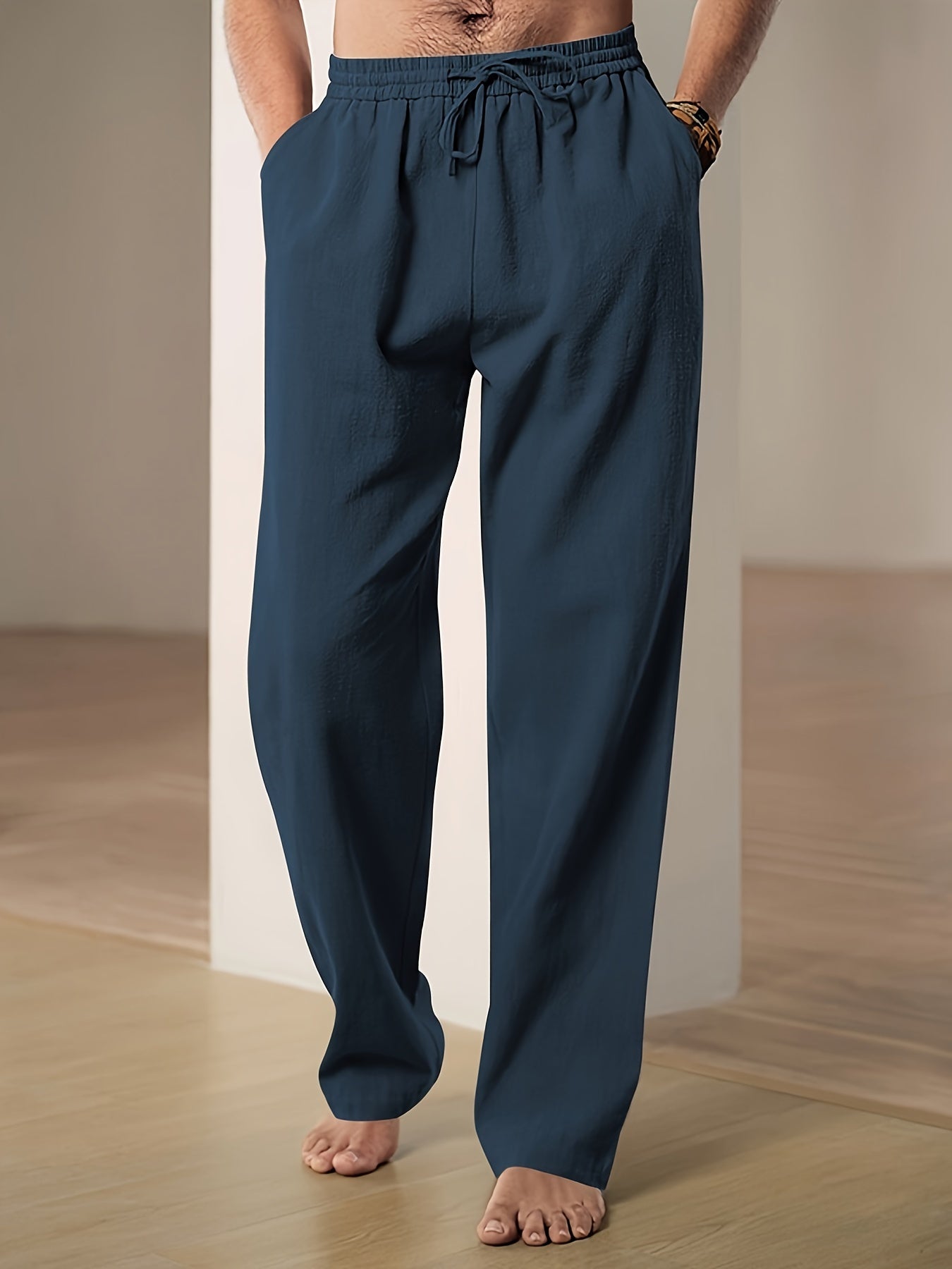 Relaxed fit drawstring pants for men