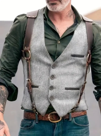 Men's vintage V-neck reversible vest