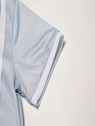 Men’s Polo Shirt - Fitted Cut - Zipper Closure - Contrast Stripe Detail - Short Sleeve