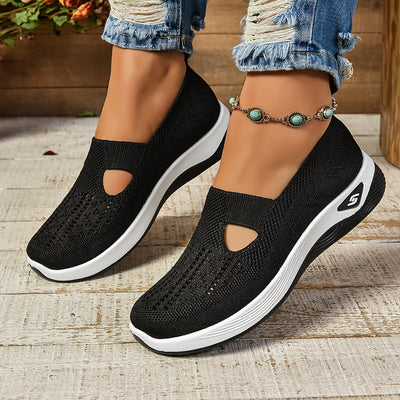 Women’s Slip-On Sneakers – Breathable Knit – Cushioned Sole – Low-Cut Casual Fit