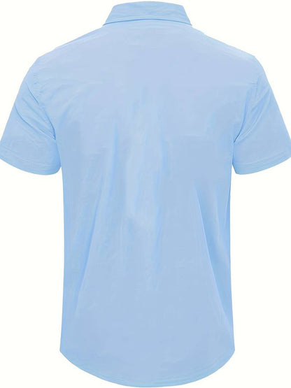 Men’s Short-Sleeve Button-Up Shirt - Classic Collar - Lightweight Relaxed Fit