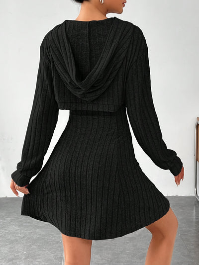 Cutout-ribbed sweater dress for women