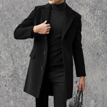 Casual men's turn-down collar overcoat