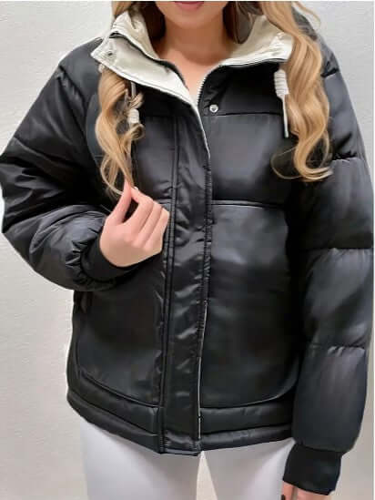 Women’s Quilted Jacket – Fleece Lined – Relaxed Fit – Hooded – Zipper Front