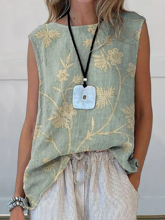 Women’s Tank Top – Floral Art Print – Relaxed Fit – Natural Fibers – Casual Style